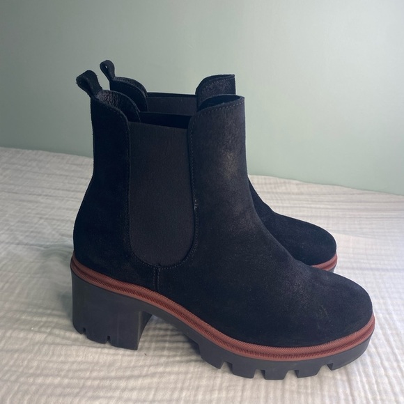 Antonio De Faria Black Suede Leather Chunky Chelsea Pull On Boot Grunge Punk 6.5 - Picture 6 of 16